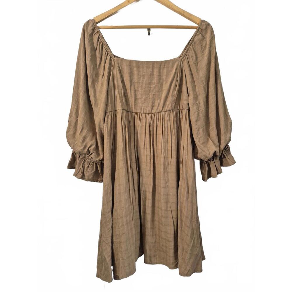 Entro Ladies Square Neck Mini Dress Ruffle Full Sleeve Smocked Rear Bodice